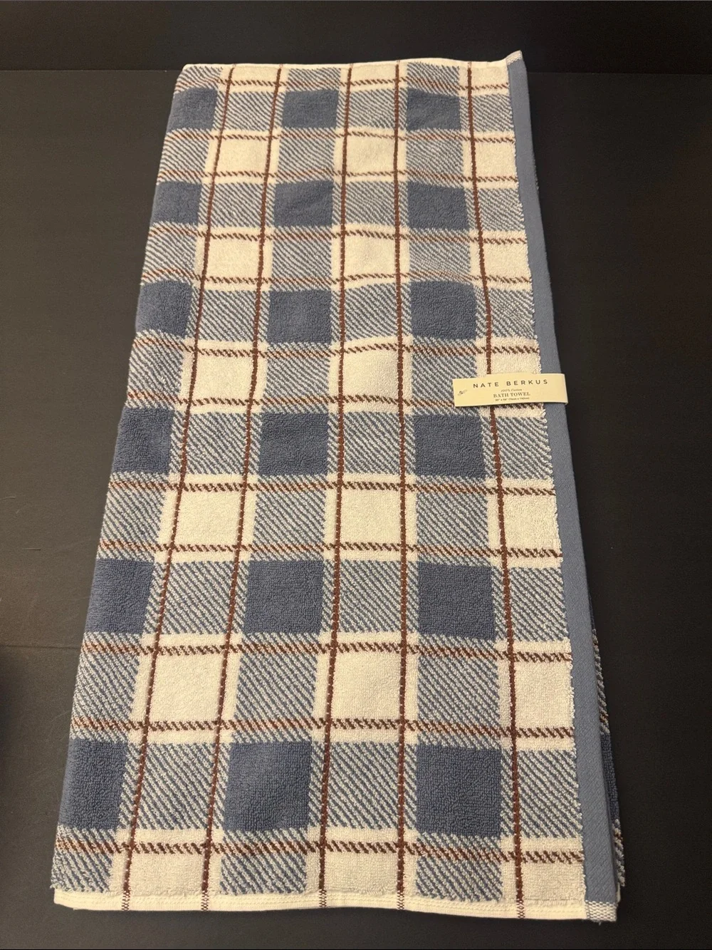 8pc NATE BERKUS 100% Cotton Plaid Bath Towel Set - Made in India